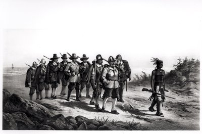 The March of Miles Standish, engraved by Armstrong and Co., 1873 by Joseph Baker